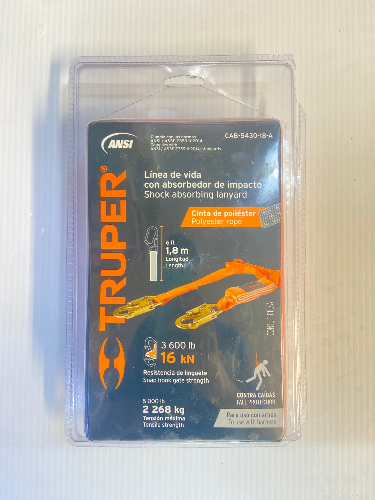 Línea de Vida TRUPER con Absorbedor de Impacto ANSI – 1.8 m / 6 ft
